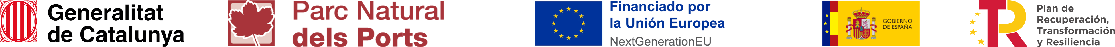 Logos Generalita de catalunya, Parcs Natural dels Ports, NextGenerationEU, Gobierno de España, Resilencia 